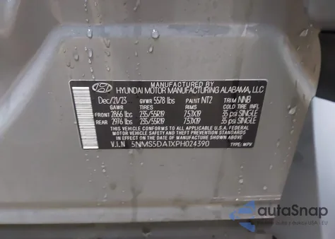 2023 Hyundai Santa Fe Hybrid Limited из США, поврежденный, VIN 5NMS5DA1XPH024390